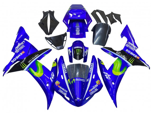 Yamaha YZF 1000 R1 Motorrad Verkleidung 2002-2003 - Blau Schwarz Grun MoviStar ENEOS Monster