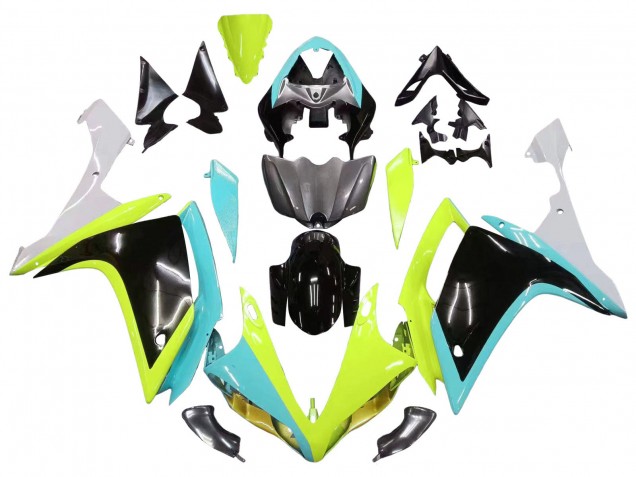 Yamaha YZF 1000 R1 Motorrad Verkleidung 2007-2008 - Hellblau Limetten Grun Schwarz