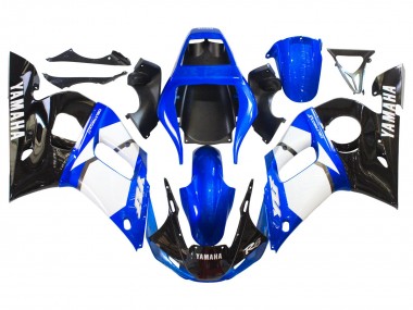 Yamaha YZF 600 R6 Motorrad Verkleidung 1998-2002 - Weiss Blau Glanzendes Schwarz