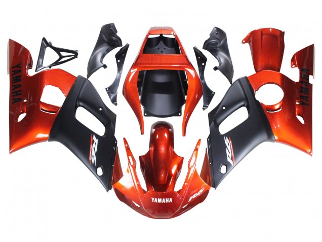 Yamaha YZF 600 R6 Motorrad Verkleidung 1998-2002 - Orange Matt Schwarz