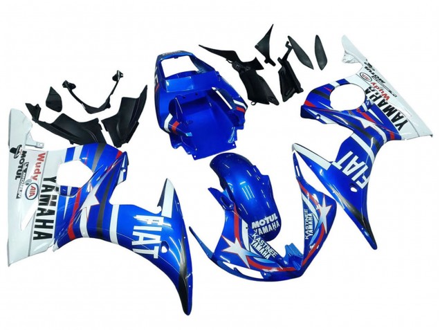 Yamaha YZF R6 Motorrad Verkleidung 2003-2004 - Weiss Blau Fiat Motul Kastinee