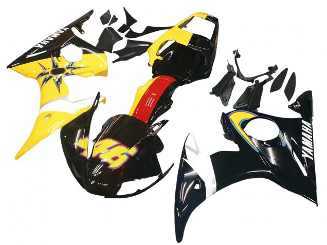 Yamaha YZF R6S Motorrad Verkleidung 2006-2009 - Gelb Rot Glanzendes Schwarz 46