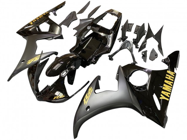 Glänzendes Schwarz Matt Schwarz Gold Aufkleber 2003-2004 Yamaha YZF R6 Motorrad Verkleidung