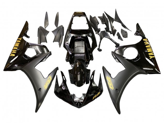 Glänzendes Schwarz Matt Schwarz Gold Aufkleber 2003-2004 Yamaha YZF R6 Motorrad Verkleidung