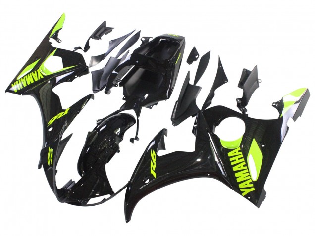 Yamaha YZF R6 Motorrad Verkleidung 2003-2004 - Glanzendes Schwarz Neon Gelb