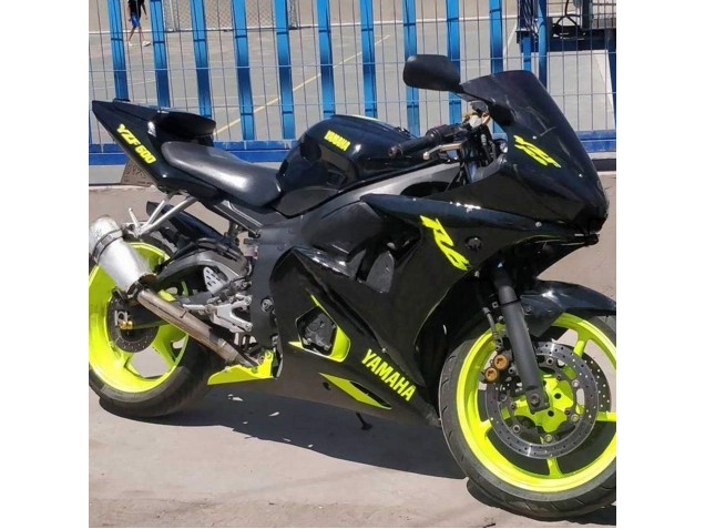 Yamaha YZF R6S Motorrad Verkleidung 2006-2009 - Glanzendes Schwarz Neon Gelb