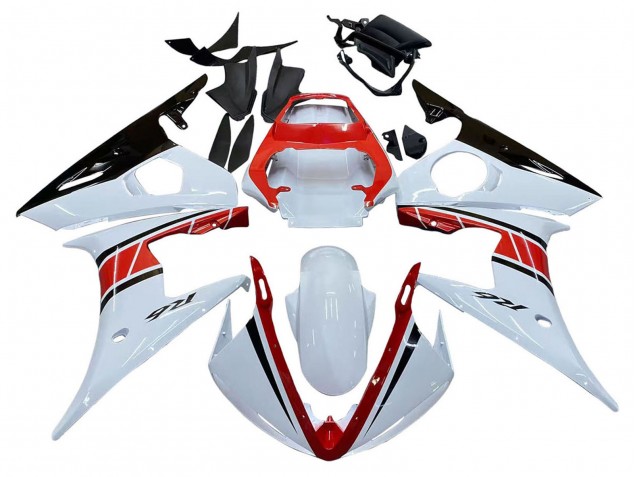 Yamaha YZF R6S Motorrad Verkleidung 2006-2009 - Weiss Rot Glanzendes Schwarz