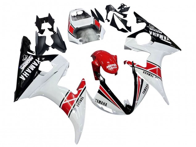 Weiß Rot Glänzendes Schwarz Motul 2003-2004 Yamaha YZF R6 Motorrad Verkleidung