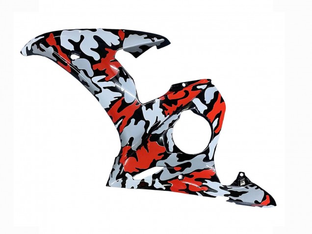Yamaha YZF R6 Motorrad Verkleidung 2003-2004 - Schwarz Rot Grau Camouflage