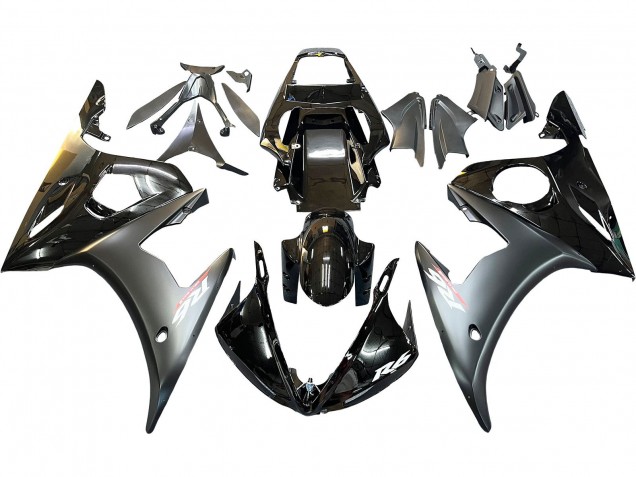 Yamaha YZF R6S Motorrad Verkleidung 2006-2009 - Glanzendes Schwarz Matt Schwarz Gold Chameleon