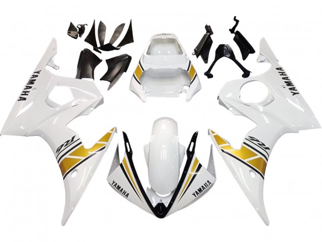 Weiß Gold 2003-2004 Yamaha YZF R6 Motorrad Verkleidung