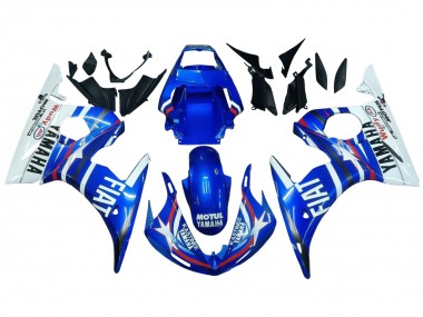 Yamaha YZF 600 R6 Motorrad Verkleidung 2005 - Blau Weiss Rot Motul Michelin Fiat