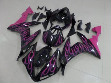 Glänzendes Schwarz Rosa Flamme 2004-2006 Yamaha YZF R1 Motorrad Verkleidung