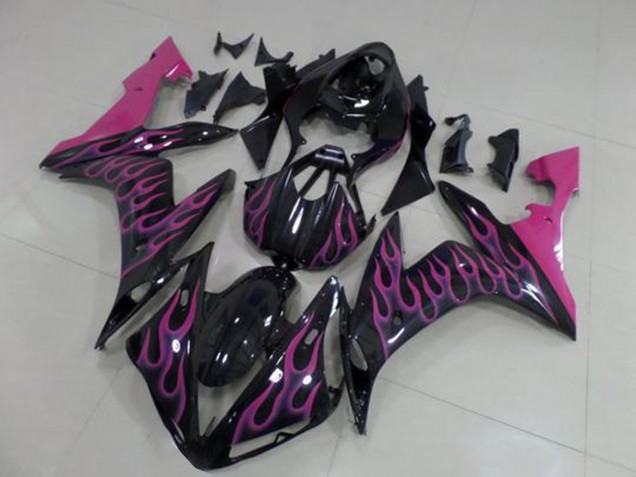 Glänzendes Schwarz Rosa Flamme 2004-2006 Yamaha YZF R1 Motorrad Verkleidung