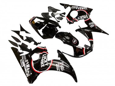 Yamaha YZF 600 R6 Motorrad Verkleidung 2005 - Glanzendes Schwarz Weiss Lucky Strike Motul