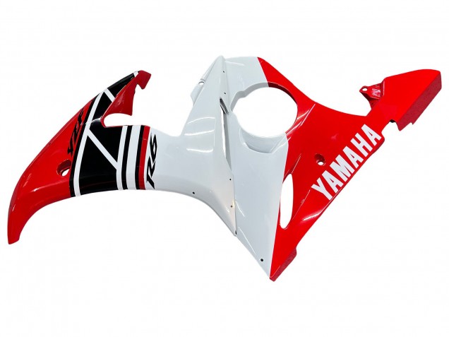 Weiß Rot Glänzendes Schwarz 2005 Yamaha YZF 600 R6 Motorrad Verkleidung