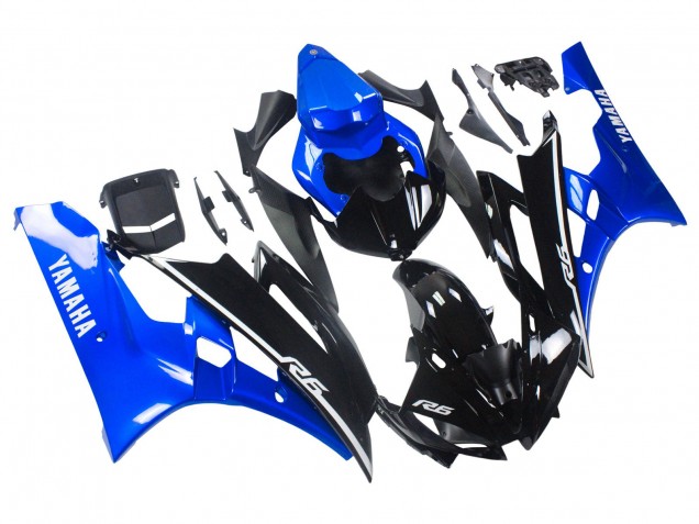 Yamaha YZF 600 R6 Motorrad Verkleidung 2006-2007 - Blau Glanzendes Schwarz