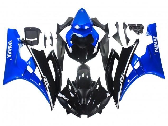 Yamaha YZF 600 R6 Motorrad Verkleidung 2006-2007 - Blau Glanzendes Schwarz