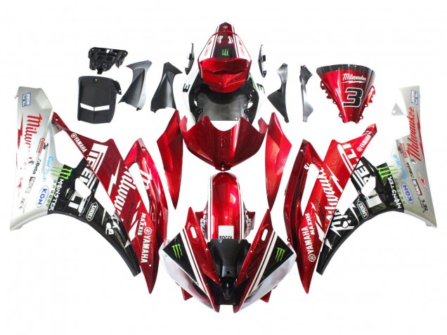 Yamaha YZF 600 R6 Motorrad Verkleidung 2006-2007 - Weiss Rot Schwarz Grun Monster Milwaukee