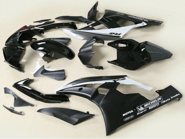 Yamaha YZF 600 R6 Motorrad Verkleidung 2006-2007 - Glanzendes Schwarz Matt Schwarz Weiss Motul Michelin