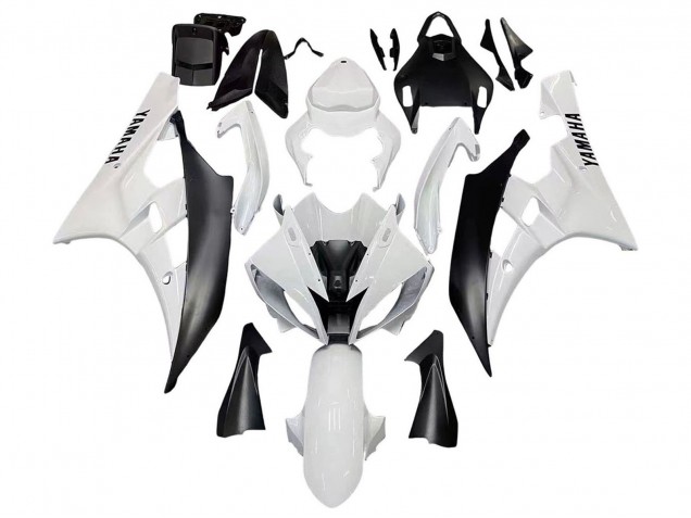 Yamaha YZF 600 R6 Motorrad Verkleidung 2006-2007 - Weiss Matt Schwarz