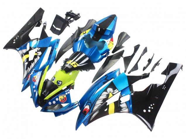 Yamaha YZF 600 R6 Motorrad Verkleidung 2006-2007 - Blau Neon Grun Schwarz Hai
