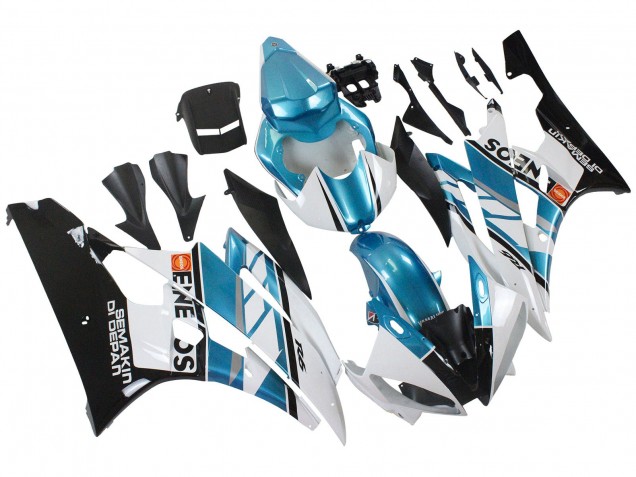 Yamaha YZF 600 R6 Motorrad Verkleidung 2006-2007 - Weiss Blau Schwarz Semakin Didepan ENEOS