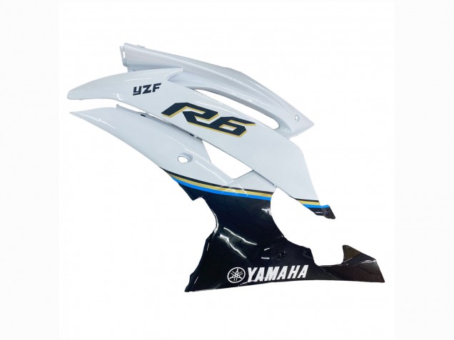 Yamaha YZF 600 R6 Motorrad Verkleidung 2008-2016 - Weiss Blau Glanzendes Schwarz