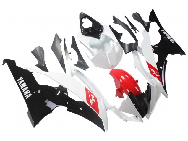 Yamaha YZF 600 R6 Motorrad Verkleidung 2008-2016 - Weiss Rot Glanzendes Schwarz