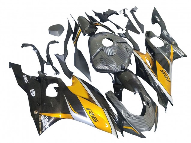 Gold Schwarz Carbonfaser 2017-2025 Yamaha YZF 600 R6 Motorrad Verkleidung