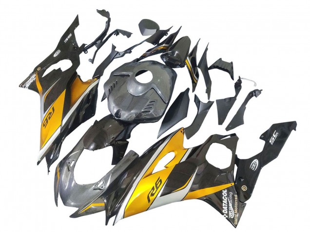 Gold Schwarz Carbonfaser 2017-2025 Yamaha YZF 600 R6 Motorrad Verkleidung