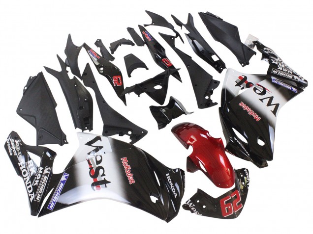 Honda CBR250RR Motorrad Verkleidung 2011-2015 - Glanzendes Schwarz Weiss West Rot HRC 62