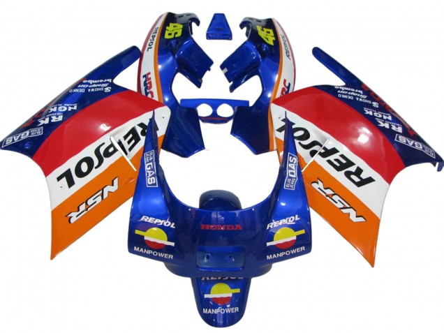 Honda NSR250R Motorrad Verkleidung 1988-1989 - Orange Weiss Rot Blau Repsol