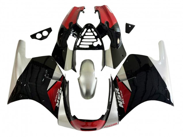 Honda NSR250R Motorrad Verkleidung 1988-1989 - Silber Rot Glanzendes Schwarz