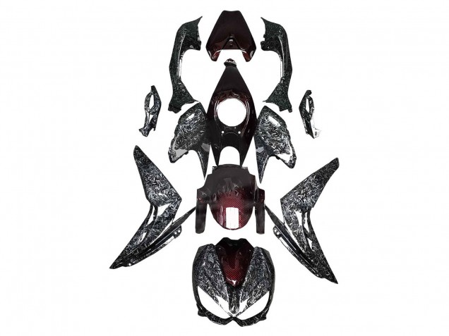 Kawasaki Z1000 Motorrad Verkleidung 2014-2019 - Schwarz Rot Geometrisch