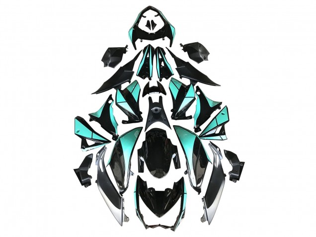 Kawasaki Z1000 Motorrad Verkleidung 2014-2019 - Hellblau Glanzendes Schwarz Silber