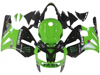 Kawasaki ZX12R Motorrad Verkleidung 2002-2006 - Grun Glanzendes Schwarz Elf Touch4 Monster