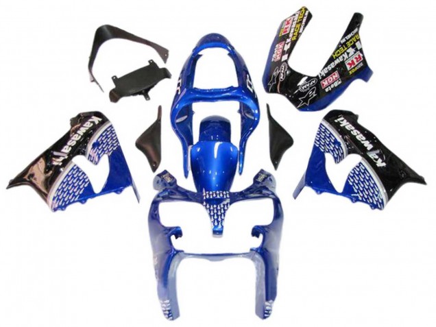 Kawasaki ZX9R Motorrad Verkleidung 2000-2001 - Blau Weiss Glanzendes Schwarz