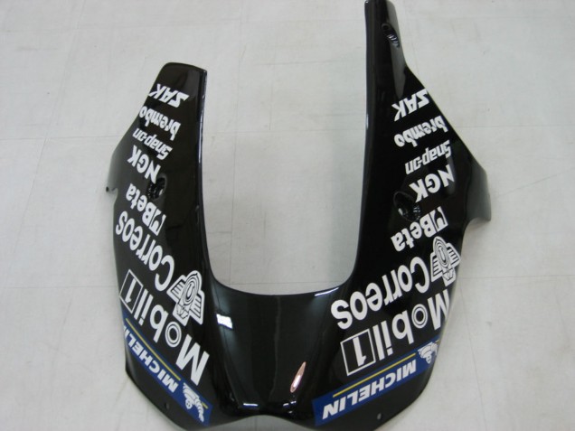 Kawasaki ZX9R Motorrad Verkleidung 2000-2001 - Glanzendes Schwarz Weiss West