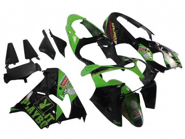 Kawasaki ZX9R Motorrad Verkleidung 2000-2001 - Grun Schwarz Playboy Denso