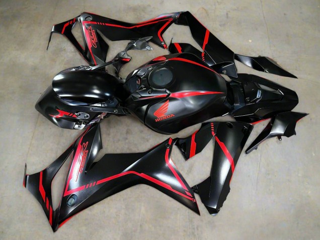 Honda CBR650R Motorrad Verkleidung 2021-2023 - Glanzendes Schwarz Rot Streifen