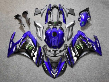 Yamaha YZF R3/R25 Motorrad Verkleidung 2015-2018 - Blau Silber Schwarz Monster