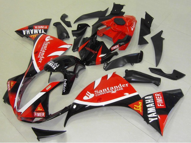 Rot Schwarz Weiß Santunder Fimer 2009-2011 Yamaha YZF R1 Motorrad Verkleidung