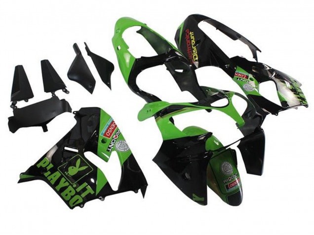 Kawasaki ZX9R Motorrad Verkleidung 2002-2003 - Grun Schwarz Playboy