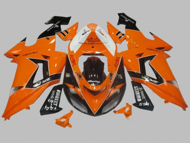 Kawasaki ZX10R Motorrad Verkleidung 2006-2007 - Orange Weiss Schwarz Rennen Elf
