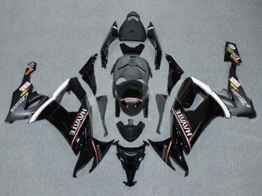 Kawasaki ZX10R Motorrad Verkleidung 2008-2010 - Glanzendes Schwarz Rot Weiss Hayate