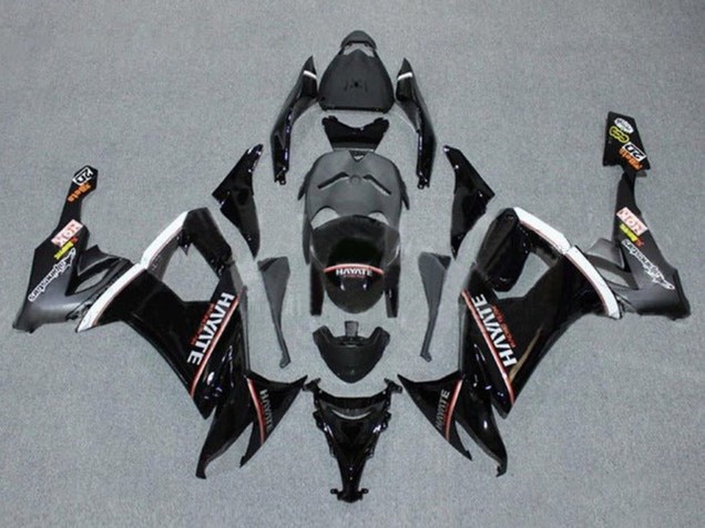 Kawasaki ZX10R Motorrad Verkleidung 2008-2010 - Glanzendes Schwarz Rot Weiss Hayate