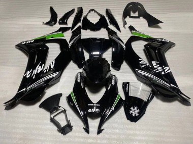 Kawasaki ZX10R Motorrad Verkleidung 2016-2020 - Glanzendes Schwarz Weiss Grun Streifen Schnee