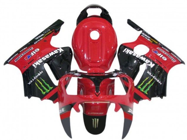 Kawasaki ZX12R Motorrad Verkleidung 2000-2001 - Rot Schwarz Grun Monster