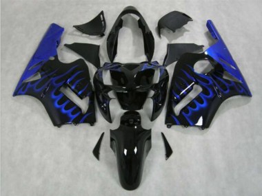 Kawasaki ZX12R Motorrad Verkleidung 2002-2006 - Glanzendes Schwarz Blau Flamme